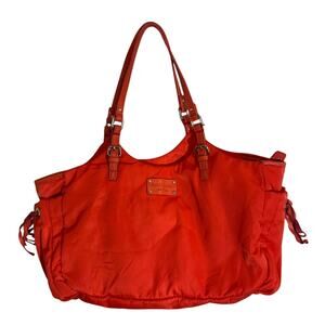 Kate Spade New York Nylon Side Pocket Large Shoulder Bag Tote Purse Orange